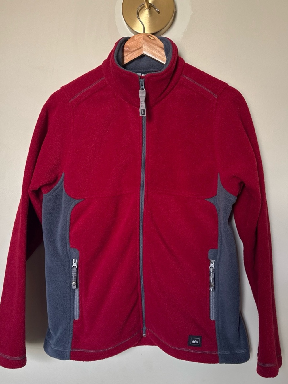 REI kids Red and Gray Fleece Jacket 16/18